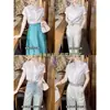 Camisa de Satén Pesado de Manga Corta para Mujer, Top Blanco de Verano No Transparente de Alta Gama