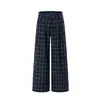 Pantalones de cuadros rectos holgados con botones para hombre, estilo urbano moderno, pantalones casuales versátiles japoneses holgados de pierna ancha