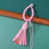 Anillo hebilla de borla de hilo de algodón estilo Xizang colorido, producto semiacabado hecho a mano para colgar en bolsos, colgar en el coche, colgante y accesorio, al por mayor en stock