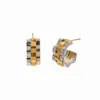 Pendientes de Acero Inoxidable Estilo Hip Hop INS Transfronterizos Europeos y Americanos Acero de Titanio Chapado en Oro de 18K Sensación de Alta Gama Textura de Correa Metálica Ear Cuff para Mujer
