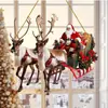 Artesanías Navideñas Nuevas Transfronterizas Colgante de Reno de Papá Noel Acrílico Decoración para Colgar en la Ventana Decoración