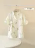 Pijama de Algodón Puro de Gasa de Doble Capa para Niños, Toalla de Baño Fina de Verano Bata, Ropa de Casa de Dibujos Animados para Bebé, Ropa de Dormir, Ropa para Aire Acondicionado