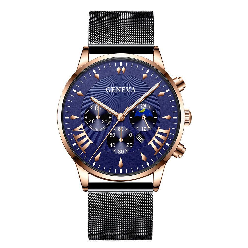 黑色网带玫金壳蓝面玫金刻度