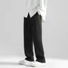 Calça Estilo Hong Kong Masculina Estudante Cropped Reta Estilo Coreano Solta Wide Leg Calça de Terno Casual Jovem Masculina