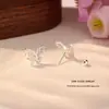 Brincos Femininos S999 Prata Pura Novo Estilo Tiktok Frescos e Simples Borboleta Dupla Camada Vazada Design Minimalista de Nicho