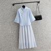 Traje Tang de estilo chino bordado Cheongsam Vintage Arte Modificado talla grande Adelgazante Traje de té Conjunto de dos piezas con cuello vertical Top Falda