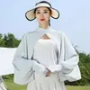Roupa Feminina de Proteção Solar para o Verão, Cobertura de Proteção Solar para Ciclismo, Xale Respirável Solto de Seda Gelada com Mangas Longas Finas, Tudo-em-Um