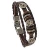 Cross-border europeu e americano Pulseira de tecido retrô Punk Multi-camada frisado pulseira de fivela distintivo masculino pulseira de couro