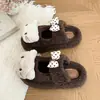 2026 Lindas y a la moda pantuflas estilo Mary Jane para otoño/invierno con lazo, nuevo diseño de media pantufla con forro de felpa temática de gato, pantuflas cómodas de suela gruesa con forro esponjoso