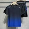 Traje deportivo de fitness para hombre, fino, moderno, versátil, para exteriores, running, ciclismo, camiseta de manga corta, pantalones cortos, una pieza, entrega