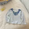 Camiseta básica de rayas de longitud media para niños, camiseta elegante de manga larga para niñas, top para niños pequeños, nuevo estilo moderno de primavera y otoño 2026