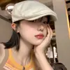 Gorra Retro Estilo Británico para Mujer, Boina Versátil para Primavera y Otoño, Moda de Sombrero Pequeño que Adelgaza la Cara, Tendencia para Circunferencia de Cabeza Grande