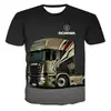 Nova camiseta masculina de verão com estampa de caminhão, casual, manga curta, importação, popular, impressão digital 3D, gola redonda, atacado