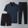 Verão Novos Homens Ice Silk Esportes Terno Casual Juventude de Secagem Rápida Shorts POLO Camisa Shorts Calças Conjunto de Três Peças