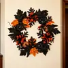 Corona de Halloween Transfronteriza, Decoraciones de Calabaza y Bayas, Colgante de Pared de Hoja de Arce para Festival de la Cosecha de Acción de Gracias de Otoño