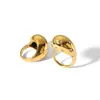 Diseño de moda europeo y americano transfronterizo nuevo de nicho anillo abierto geométrico con forma de gota de acero inoxidable chapado en oro de 18k para mujer