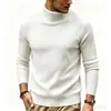 Otoño Invierno Nuevo Suéter de Cuello Alto para Hombre Ropa Interior de Punto Juvenil Rayado Ajustado Casual de Punto para Hombre