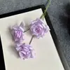 3 Cabeças de Rosa Artificiais com Bordas Enroladas para Decoração de Casamento, Parede de Flores, Arranjo de Corredor, Flores de Seda, Flores Artificiais, Arranjo de Casamento, Rosas de Diamante
