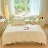 Juego de Cama Estilo Pastoral de Hilo Doble Clase A Super Suave de Cuatro Piezas Cubierta de Edredón Rosa de Jacquard de Algodón Puro Sábanas Ropa de Cama Cama Sábanas