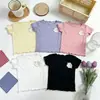 2026 Nueva Camiseta de Manga Corta Estilo Coreano para Niñas Verano Seda de Hielo Camiseta Básica de Media Manga Infantil Top Elegante para Bebés