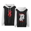 Comércio exterior Moletom com capuz masculino e feminino Espada Vento Lendário Berserk Cor de contraste forrado de lã Suéter Casal