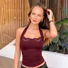 Ropa Femenina Transfronteriza Europea y Americana 2026 Verano Nueva Moda Encaje Patchwork Espalda Descubierta Correa Halter Versátil Top Camisola