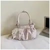 Bolsa de Mão Pequena com Bolinhas da Moda para Mulheres, Nova Bolsa Saco Plissada Estilo Coreano, Bolsa Versátil de Ombro e Transversal