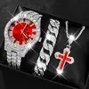 Venta caliente transfronteriza Europa y Estados Unidos nuevo reloj para hombre 'Water Ghost' con diamantes de imitación grandes reloj con escala romana y calendario reloj de hombre dorado traje
