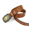 Procesamiento y Personalización de Cinturón de Mezclilla Occidental Transfronterizo Cabeza de Toro Hebilla Grande Retro Punk para Jóvenes Cinturón de Cuero Pu