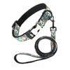 Procesamiento de tela de poliéster floral pequeña nueva personalizada de Amazon, cincha negra fuerte resistente al desgaste, collar universal para gato y perro