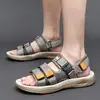 Especial de Verano 47 Sandalias Grandes para Hombre con Velcro, Piel de Vaca, Transpirables, Casuales, Resistentes al Agua, Zapatos de Playa, Zapatos para Exteriores, Modelo Nuevo
