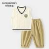 Conjunto de Roupa Infantil Kaka Panda para Meninos com Colete e Calça Outono para Meninas Conjunto Casual de Duas Peças para Crianças Roupa Moderna para Bebês e Crianças