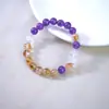 Nuevo Pulsera de Cristal Amarillo y Amatista Estilo Chino para Mujer, Sensación de Lujo Ligero de Alta Gama, Accesorios de Joyería con Cuentas, Adornos de Mano con Cuentas