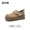 Sapatos femininos ZHR estilo retro francês Birkenstock, nova coleção outono 2026, com sola grossa, de calçar, totalmente fechados