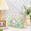 Bolsa de Cosméticos Cuadros Conejo de Dibujos Animados Personalizada Portátil Gran Capacidad Bolsa Portátil para Almacenamiento de Productos de Cuidado de la Piel Bolsa de Almacenamiento de Mano