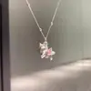 Colar de Unicórnio Desenho Animado em Prata Pura 999 Prata Esterlina Fofa Pingente de Prata Pura Corrente para Clavícula como Presente de Aniversário para Sua Namorada