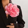 Broche de Flor Grande Exagerada de Tela de Satén Transfronterizo Europeo y Americano de Doble Uso Corsage de Rosa Pin de Broche con Clip de Pico de Pato
