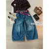 Su Xinlan/YOUMO Jeans Cropped Balão Lavado Fashionável Resistente para Outono Feminino Y72561-2 (com cinto)