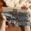 Moda Masculina Retrô Estilo Americano Roupa Íntima Masculina Boxer Respirável 100% Algodão Shorts de Quatro Cantos Masculino Estampado Personalizado Cintura Média
