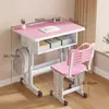 Mesa de Estudo Infantil, Escrivaninha para Casa, Mesa de Escrita Ajustável, Mesa para Lição de Casa de Aluno do Ensino Fundamental, Conjunto de Mesa e Cadeira Escolar para Apartamentos Pequenos