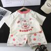 Conjuntos Infantis de Manga Curta para Meninos e Meninas, Shorts de Verão, Roupas Finas de Verão Divididas para Bebês, Roupas de Verão Infantis Cartoon de Tamanho Pequeno e Médio