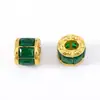 Aço Inoxidável 304 Contas Cilíndricas com Inlay de Vidro Cor Dourada 18K Conserva Cor DIY Vintage Luxo Leve Joias Artesanais com Contas