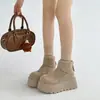 Botas de nieve estilo Birkenstock de tamaño pequeño, suela gruesa, que aumentan la altura, para mujer, nueva colección de invierno 2026, forradas de felpa, cálidas, antideslizantes y elegantes zapatos de algodón