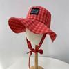 Sombrero de Pescador a Cuadros Vintage de Nicho para Mujer, Estilo Coreano Ins Blogger, para Viajes de Verano, Vacaciones, Protector Solar