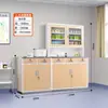 Gabinete Médico Occidental con Lavabo, Mesa Dispensadora y Gabinete para Medicamentos con Acabado de Madera Impresa por Transferencia para Clínicas y Consultorios Médicos Escolares