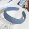 Diadema de Mezclilla Simple Retro Estilo Hong Kong Clásica Versátil Para Salir Prensador de Cabello Diadema de Borde Ancho Accesorios para el Cabello para Mujeres