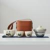 Juego de Té de Viaje de Vidrio Traje Una Tetera Tres Tazas Bolsa Portátil Ceniza de Planta Taza Expresa Kung Fu al Aire Libre Cerámica Regalo