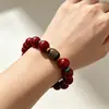 Pulseira de Contas do Sutra do Coração de Cinábrio para Proteção no Ano do Signo Zodiacal, Atrai Riqueza e Boa Sorte, Pulseira de Contas Budista, Ornamento Cultural de Templo e Área Cênica
