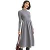 Vestido Tricot Liso para Mulheres, Novo Vestido Longo Suéter Outono e Inverno com Gola Meia-Alta, Combinado com um Casaco e uma Saia Tricot Básica