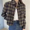 Chamarra Camisa a Cuadros Retro Francesa Mujer Otoño 2026 Nueva Corta Casual Diseño con Sentido Top de Nicho
